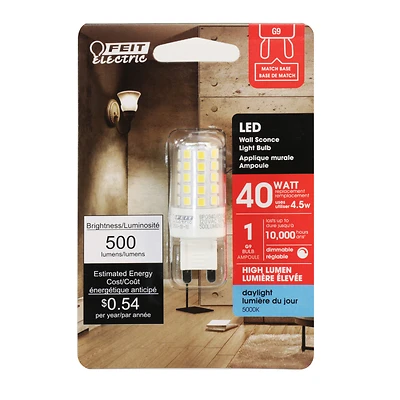 Feit Electric BPG940/850/LED G9 LED Bulb, Daylight 5000K, 40W Equivalent, Dimmable