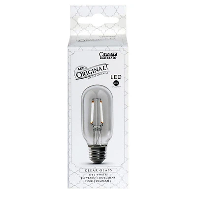 Feit Electric T14/CL/VG/LED LED Bulb, Soft White, 40W Equivalent, 4W