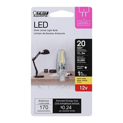 Feit Electric BP20G4/830/LED G4 LED Bulb, 2W, 160 Lumens, Warm White