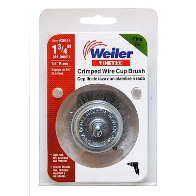 Vortec 1-3/4 In. Fine Steel Crimped Wire Cup Brush 4500 Rpm 1/4 In. Arbor