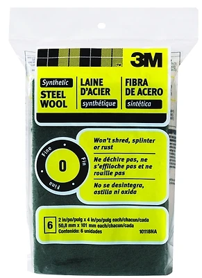 Synthetic Steel Wool Pads, #0 Fine Grit, 2" X 4"