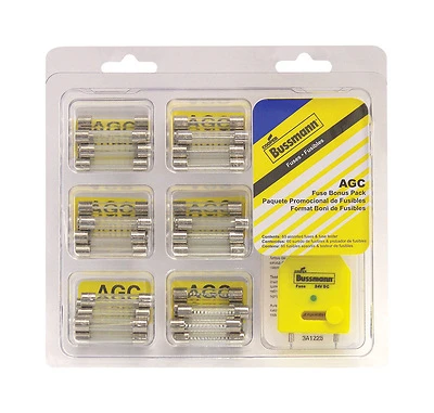Agc-ek Fast Acting Glass Fuse Kit, 61 Pk, 5-30 Amps With Fuse Tester