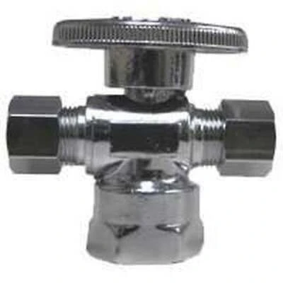 Dual Valve 1/2f X 3/8c X 1/4c - Chrome-plated Brass Stem