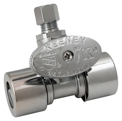 Keeney K2801PCPO In-line Valve, 1/2 x 1/2 x 1/4 In., Brass