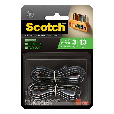 Scotch RF4711 Hook and Loop Fastener, 3/4 In. x 18 In., Black