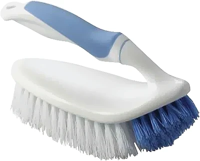 Yb88183l Angled Head Scrubber Brush, 2-3/4 In W, Blue/white Bristle