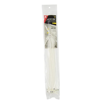 14 In. L Clear Self-cutting Cable Tie 20 Pk, Nylon, 50 Tensile Strength