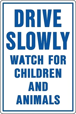 Hy-ko 20521 Drive Slowly Sign, 12 X 18 Inches, Aluminum For Rural And Urban Areas