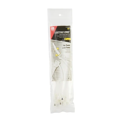 8 In. L Clear Self-cutting Cable Tie 20 Pk, Nylon, 50 Lb Tensile Strength