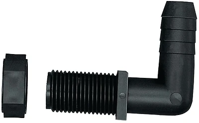 Ntl 12 P 2pk Polypropylene Hose Elbow, 1/2 X 11/16 In, Male Union X Barb