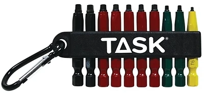 Tools T67917 10-piece Mixed Robertson Carabiner Clip Bit Set With Colored Inserts