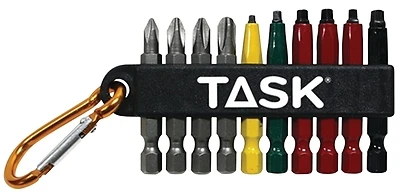 Tools T67918 10-piece Bit Mixed-rob & Phil Clip Set With Carabiner