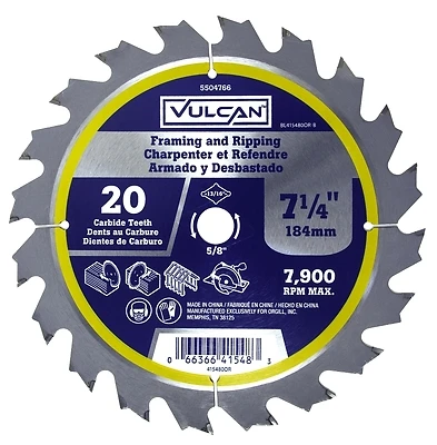 Fast Cut Thin Kerf Circular Saw Blade 20 Teeth 7-1/4 In Diameter