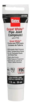 Oatey 31229 Great White Pipe Joint Compound, 1 oz Tube