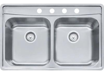 Stainless Steel Top Mount 33.5 In. W X 22.5 In. L Double Bowl Kitchen Sink