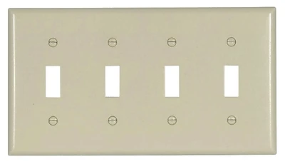 2154la-box 4-gang Toggle Switch Wall Plate, Light Almond, Thermoset, 10 Pk
