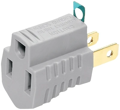 Eaton BP419GY15 Grounding Adapter, 2-Wire to 3-Wire, 15A 125V, Gray