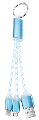 Hy-Ko KC636 Keychain Charging Cable Duo, USB, Micro USB, Lightning