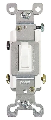 Eaton 1303-7W-BOX 3-Way Toggle Switch, 15A 120V, White