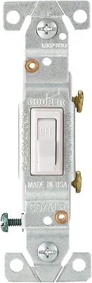 Eaton Wiring Devices 5221-7W-BU Toggle Switch, 15A, 120V, White