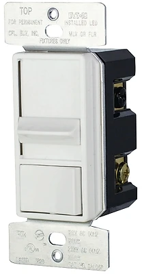 Eaton Cooper Wiring SUL06P-W-KB-L Slide Dimmer, 120V, 600W, White, 3-Way