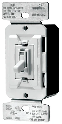 Eaton Cooper Wiring TUL06P-C2-KB-L Toggle Dimmer, 120V, 300W, 3-Way