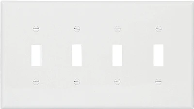 Eaton PJ4W Mid-Size 4-Gang Wall Plate, Polycarbonate, White