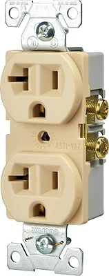 Eaton BR20V Duplex Receptacle, 20 Amp, 125V, Ivory
