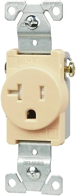 Eaton Cooper Wiring TR1877V-BXSP Single Receptacle, 20A, Ivory