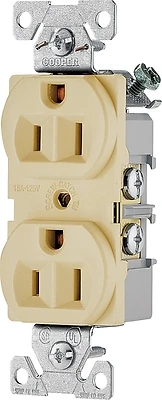 Eaton BR15V Duplex Receptacle, 15 Amp, 125 Volt, Ivory