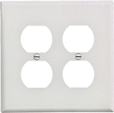 Eaton PJ82W Duplex Wall Plate, 2-Gang, White