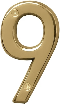 Hy-Ko BR-42PB/9 Prestige Brass House Number 9, 4 In.