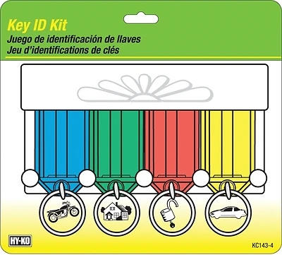 Hy-Ko KC143-4 Key Tag Rack, Wall Mount, 4 Slot, Multicolor