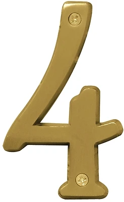 Hy-Ko BR-43BB/4 House Number 4, 4 In. Brushed Brass