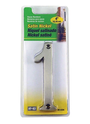 Hy-Ko Prestige BR-43SN/1 House Number 1, 4 In, Satin Nickel