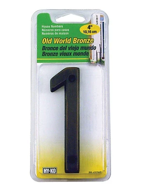 Hy-Ko BR-42OWB/1 Prestige House Number 1, 4 In, Oil Rubbed Bronze Brass