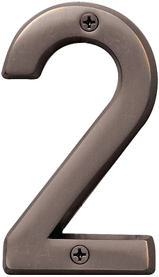 Hy-Ko Prestige BR-42OWB/2 House Number 2, 4 In. Oil Rubbed Bronze, Solid Brass