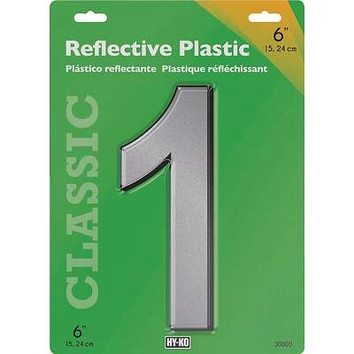 Hy-Ko House Address Number 1, Reflective Plastic, 6-In.