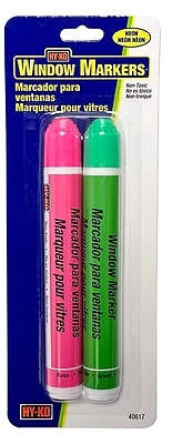 Hy-Ko Window Markers, Neon Pink & Green, 2-Pk.