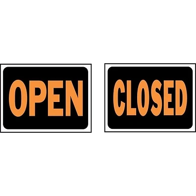 Hy-Ko 3045 Reversible Open/Closed Sign, Plastic, 9 x 12-In.