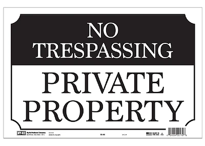 Hy-Ko SS-60 No Trespassing Private Property Sign, Aluminum, 9x14 In