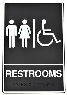 Hy-Ko DB-5 Deco Braille Restroom Sign, Plastic, 9 In. X 6 In.