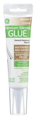 Ge Premium Silicone 2 Glue, Clear, 2.8 Oz. Tube, Medium Strength, Waterproof, 100% Silicone