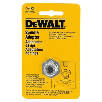 DeWalt DW4900 Spindle Adapter, Metal, M10 x 1.25 to 5/8-11