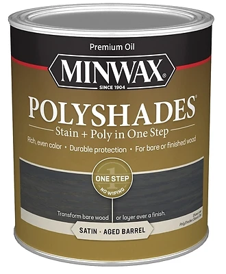 Minwax PolyShades 613994444 Stain and Finish, Satin Aged Barrel, 1 Qt.