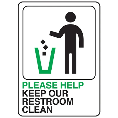 Hy-Ko D-27 Restroom Sign, Plastic, 7 In. x 5 In.