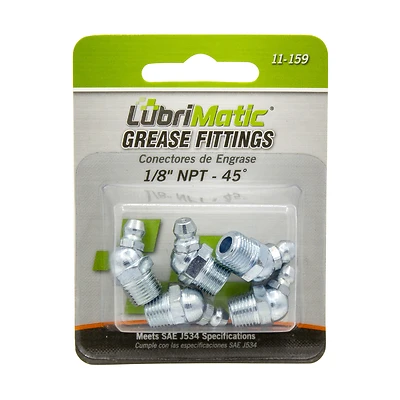 Lubrimatic 45 Degree Short 1/8" Grease Fitting, Steel, Carded, Model 11-159