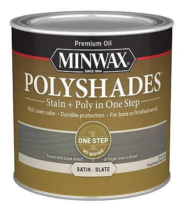 Minwax 213984444 PolyShades Stain & Poly Finish, Satin Slate, 1/2 Pt.