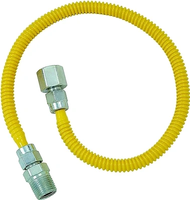 Gas Connector with Fitting, 1/2 x 1/2 Male/Female x 60-In.