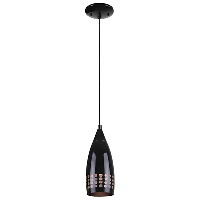 Mini Pendant Light, Black/Black Glass, 60-Watt